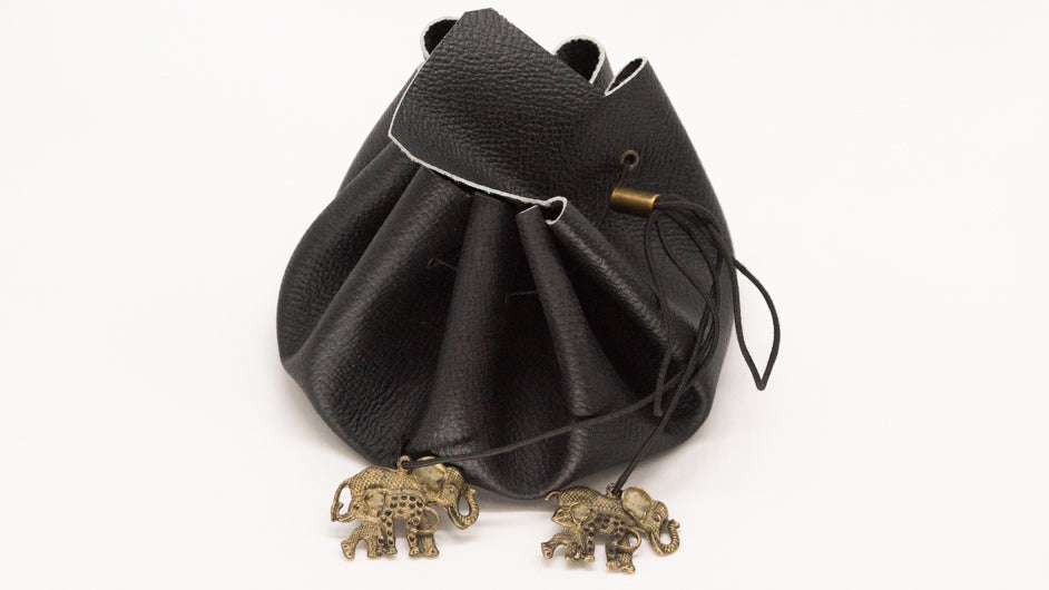 Black leather dice pouch