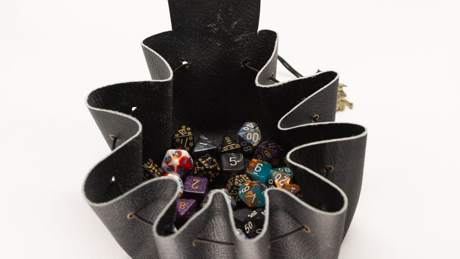 Black leather dice pouch
